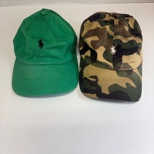 Sat of 2 Polo by Ralph Lauren Green and Camouflage Hats